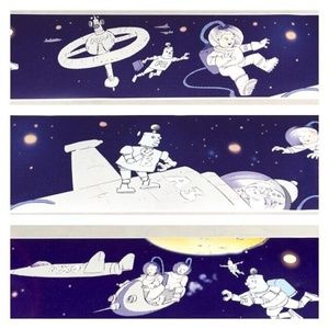 Wallpaper Border Kids Boys Space Astronaut Rocket